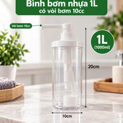 Bình bơm nhựa 1L có vòi bơm 10cc 