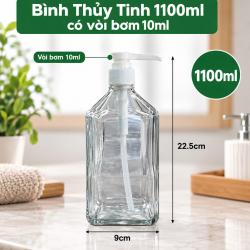 Bình Thủy Tinh 1100ml có vòi bơm 10ml