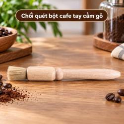Chổi quét bột cafe tay cầm gỗ 