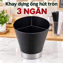 Khay đựng ống hút tròn 3 ngăn 